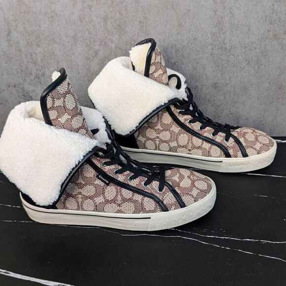 Coach Citysole Foldover High Top Platform Sneaker In Signature Jacquard - Picture 2 of 10